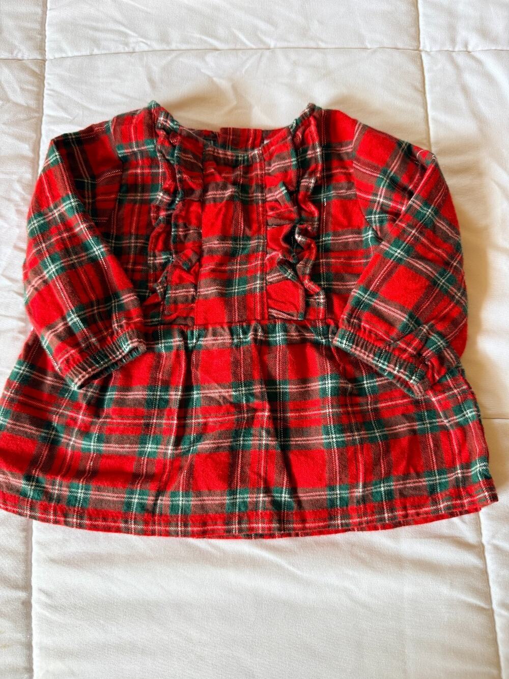Title: Carter’s Baby Girl 6M Christmas Plaid Ruffle Dress Red Green Holiday Tart